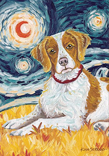 Toland Home Garden 102650 Van Growl-Brittany Dog Flag 28x40 Inch Double Sided Dog Garden Flag for Outdoor House Brittany Flag Yard Decoration