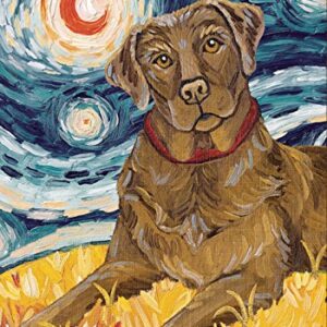 Toland Home Garden 102658 Van Growl-Chocolate Lab Dog Flag 28x40 Inch Double Sided Dog Garden Flag for Outdoor House Chocolate Lab Flag Yard Decoration