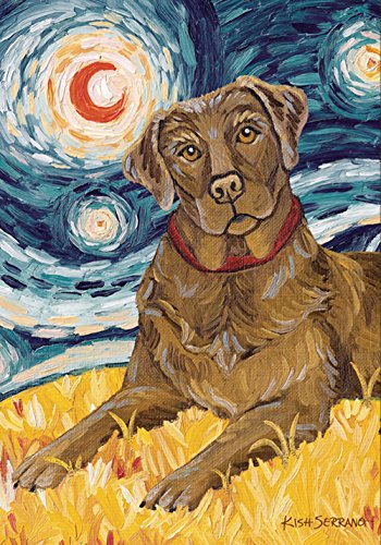 Toland Home Garden 102658 Van Growl-Chocolate Lab Dog Flag 28x40 Inch Double Sided Dog Garden Flag for Outdoor House Chocolate Lab Flag Yard Decoration