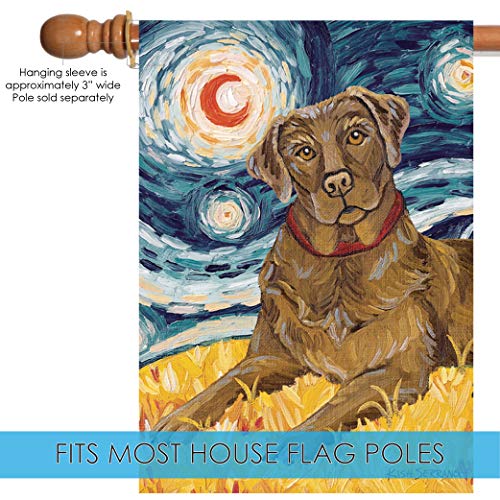 Toland Home Garden 102658 Van Growl-Chocolate Lab Dog Flag 28x40 Inch Double Sided Dog Garden Flag for Outdoor House Chocolate Lab Flag Yard Decoration