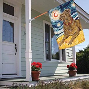 Toland Home Garden 102658 Van Growl-Chocolate Lab Dog Flag 28x40 Inch Double Sided Dog Garden Flag for Outdoor House Chocolate Lab Flag Yard Decoration