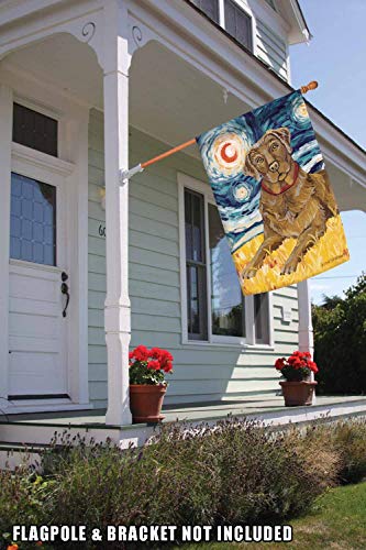 Toland Home Garden 102658 Van Growl-Chocolate Lab Dog Flag 28x40 Inch Double Sided Dog Garden Flag for Outdoor House Chocolate Lab Flag Yard Decoration