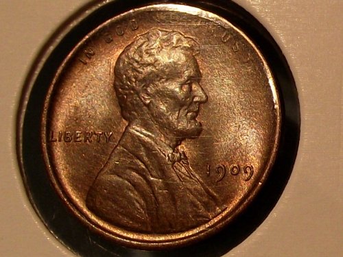 Coin 1909 VDB Penny Ms Rd/Bn