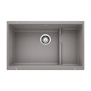 blanco, metallic gray 519452 precis cascade silgranit undermount kitchen sink with colander