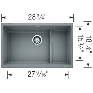 BLANCO, Metallic Gray 519452 PRECIS CASCADE SILGRANIT Undermount Kitchen Sink with Colander