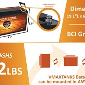 Qty 4 Vmaxtanks Vmax SLR200 12 Volt 200Ah AGM Battery Solar Batteries for Use with PV Solar Panels Wind Turbine Electric Power Backup Generator for Off Grid or Grid Tie