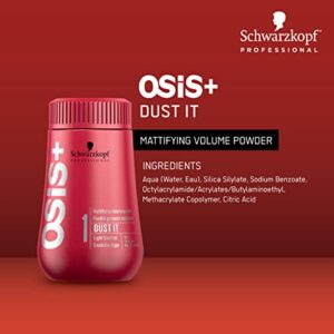 OSiS+ Dust It – Mattifying Volume Powder – long-lasting Hold, Strong Control and Separation – Matte Effect Texturizer Product for Wild Hair Styling and Volumizing, 0.35 oz