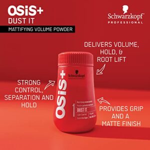 OSiS+ Dust It – Mattifying Volume Powder – long-lasting Hold, Strong Control and Separation – Matte Effect Texturizer Product for Wild Hair Styling and Volumizing, 0.35 oz
