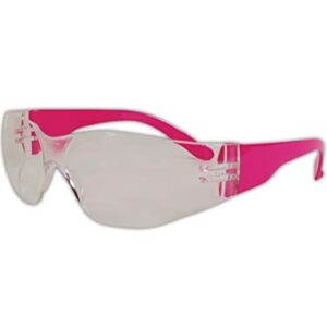 MAGID Y10 Gemstone Myst Colored Temple Protective Eyewear with High Viz Pink with Clear Lens (One Pair)