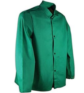 magid sparkguard pvc-free flame-resistant cotton jacket, 30” long, green, size medium