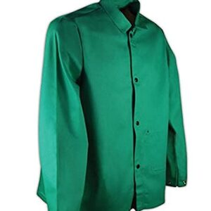 MAGID SparkGuard PVC-Free Flame-Resistant Cotton Jacket, 30” Long, Green, Size Medium