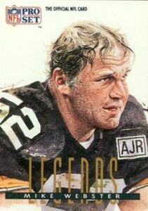 mike webster football card (pittsburgh steelers) 1991 pro set legends #701