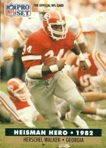 herschel walker football card (georgia) 1991 pro set heisman hero #44