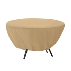 classic accessories terrazzo water-resistant 50 inch round patio table cover, outdoor table cover, sand