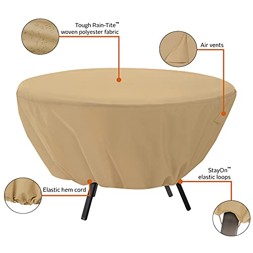 Classic Accessories Terrazzo Water-Resistant 50 Inch Round Patio Table Cover, Outdoor Table Cover, Sand