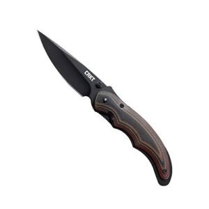 crkt endorser edc folding pocket knife: assisted opening everyday carry, black blade, thumb stud, liner lock, two tone g10 handle, pocket clip 1105k
