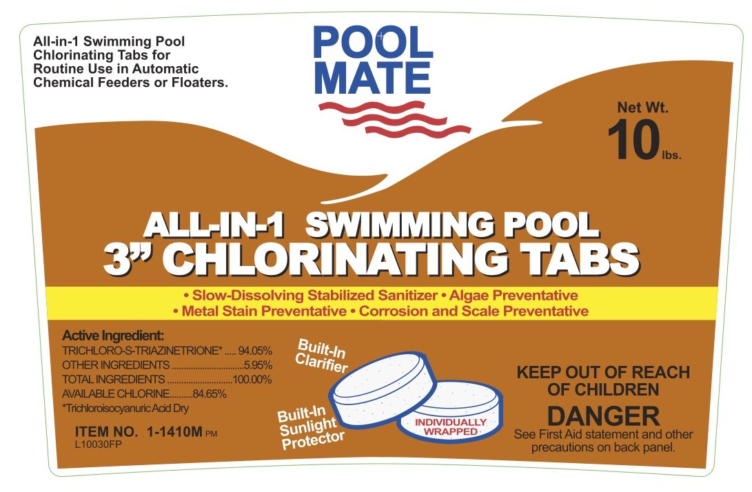 Pool Mate 1-1410M All-in-1 Swimming Pool Chlorine Tabs, 10-Pounds