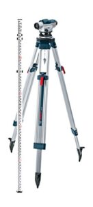 bosch optical level kit with 32x magnification power lens, tripod and rod gol 32ck, grey