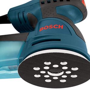 BOSCH ROS20VSC Palm Sander 2.5 Amp 5 In. Corded Variable Speed Random Orbital Sander/Polisher Kit with Dust Collector and Soft Carrying Bag, Blue