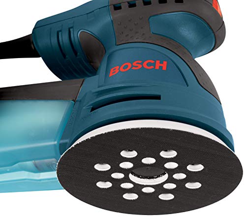 BOSCH ROS20VSC Palm Sander 2.5 Amp 5 In. Corded Variable Speed Random Orbital Sander/Polisher Kit with Dust Collector and Soft Carrying Bag, Blue