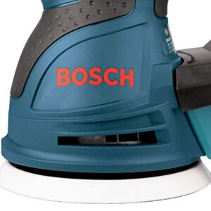 BOSCH ROS20VSC Palm Sander 2.5 Amp 5 In. Corded Variable Speed Random Orbital Sander/Polisher Kit with Dust Collector and Soft Carrying Bag, Blue