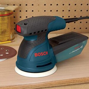 BOSCH ROS20VSC Palm Sander 2.5 Amp 5 In. Corded Variable Speed Random Orbital Sander/Polisher Kit with Dust Collector and Soft Carrying Bag, Blue