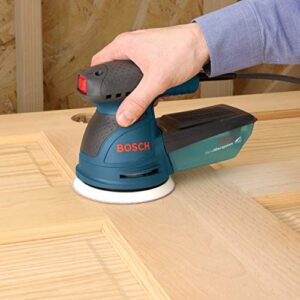 BOSCH ROS20VSC Palm Sander 2.5 Amp 5 In. Corded Variable Speed Random Orbital Sander/Polisher Kit with Dust Collector and Soft Carrying Bag, Blue