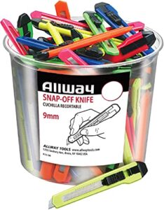 allway k13-50 retractable 9mm snap-off knife, neon, 50 pack
