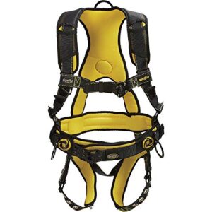 Guardian Fall Protection 21030 Cyclone Construction Harness with QC Chest/TB Leg/TB Waist Belt/Side D-Rings, Black/Yellow, Medium/Large