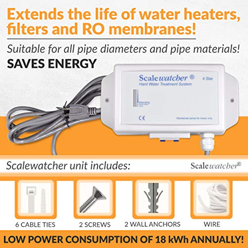 Scalewatcher 4 Original Electronic Descaler | USA Made & Patented Hard Water Softener/Conditioner Alternative | 700mA Chemical and Salt-Free Electric Limescale Preventer and Remover