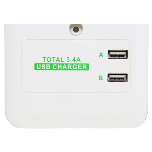 RND Wall Power Station includes 3 AC Plugs and 2 USB ports (3.4A total) with Surge for iPhone, iPad, Samsung Galaxy, LG, HTC, Moto and all USB Compatible Devices