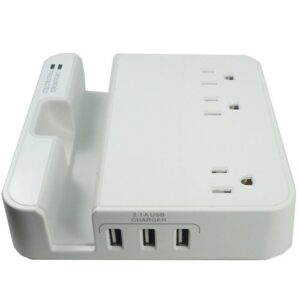 RND Desktop Charging Station with 3 AC Plugs and 3 USB ports Surge Protector with a slot for iPads and Tablets.