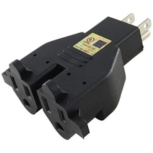 conntek rl-30104 u.s. 3-prong heavy duty dual outlet adapter, black