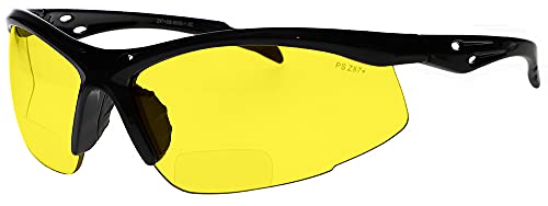 Bifocal Safety Glasses SB-9000 with Yellow Lenses, +2.50