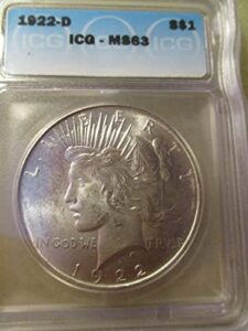 1922 d peace silver dollar uncirculated rare ms/bu us coin $1