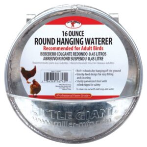 Little Giant® Hangable Poultry Waterer| Galvanized Round Hanging Poultry Waterer | Hanging Chicken Waterer | Chicken Canteen