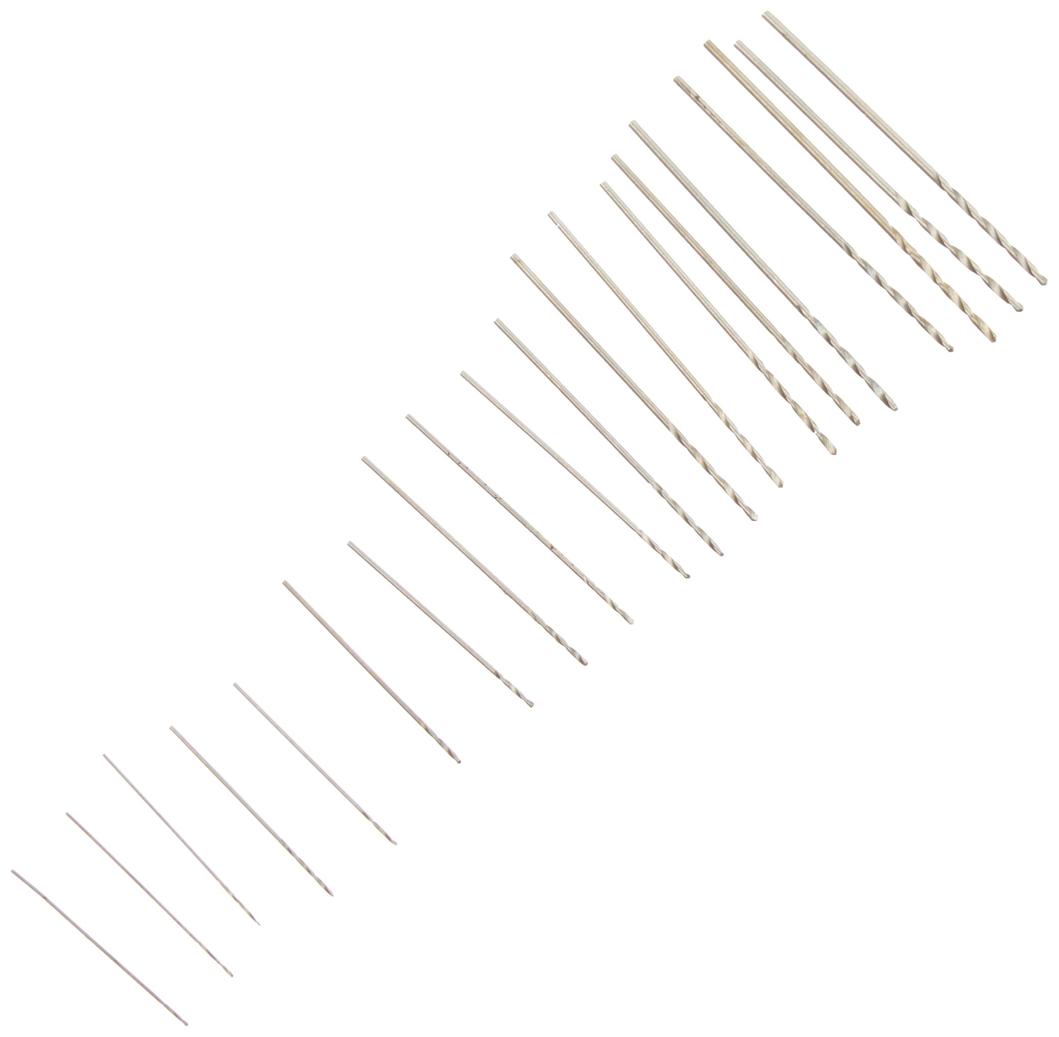 Kaufhof 06-00090 20 piece Tiny Small Drill Bits #61-80 Numbered Sizes High Speed Steel (HSS) Wire Gauge