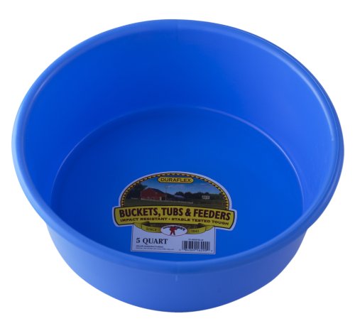 Little Giant® Plastic Utility Pan | Feed Pan | Durable & Versatile Livestock Feeding Bucket | Made in USA | 5 Quart | Berry Blue