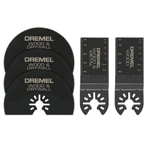 dremel mm389 5-piece oscillating tool cutting blade assortment kit- perfect cutter for wood, metal, plastics, drywall, and more,black