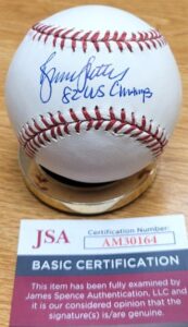 bruce sutter autographed "82 ws champs" official major league baseball jsa