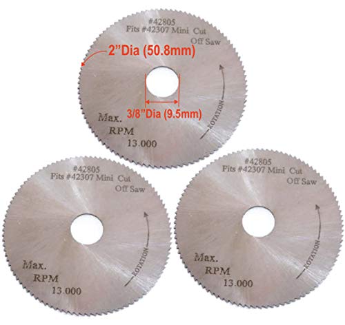 3Pc. 2" x 100T x 3/8" HSS Blade for Mini High Speed Miter Cut Off Saw