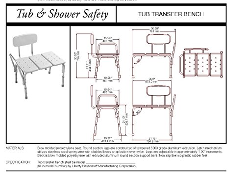 Delta Faucet DF565 Bathroom Safety Adjustable Transfer Bench in White