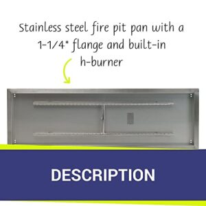 American Fireglass Stainless Steel Drop-in Rectangular Fire Pit Pan and Burner –Durable, Easy Install and Removal, Even Burn – Must Have for Fire Glass Display, 48” x 14”