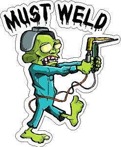 3 - must weld zombie welder hard hat/helmet stickers h232