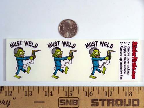 3 - Must Weld Zombie Welder Hard Hat/Helmet Stickers H232