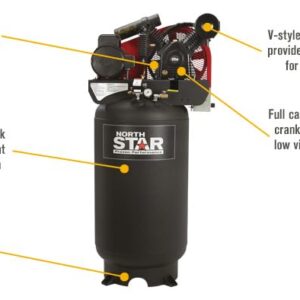 NorthStar Electric Air Compressor- 7.5 HP 80-Gal Vertical 230V 24.4 CFM @ 90 PSI