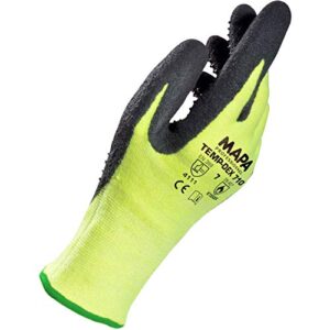 mapa professional 710129 temp-dex 710 nitrile lowweight glove, high temperature, 10-1/4" length, size 9, black/green