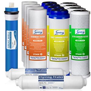 ispring f15-50 2-year replacement supply water filter cartridge pack set for standard 5-stage reverse osmosis ro systems