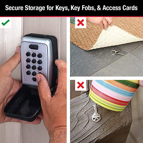 Master Lock Wall Mount Key Lock Box with Push Button for House Keys, Outdoor Key Safe with Combination Lock, 5 Key Capacity, 5423D , Black