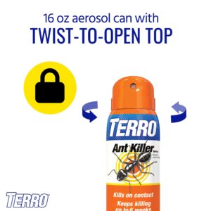 TERRO T401-6 Indoor and Outdoor Ant Killer Aerosol Spray - Kills Ants, Cockroaches, Crickets, Scorpions, Spiders, and Other Insects - 16 Oz